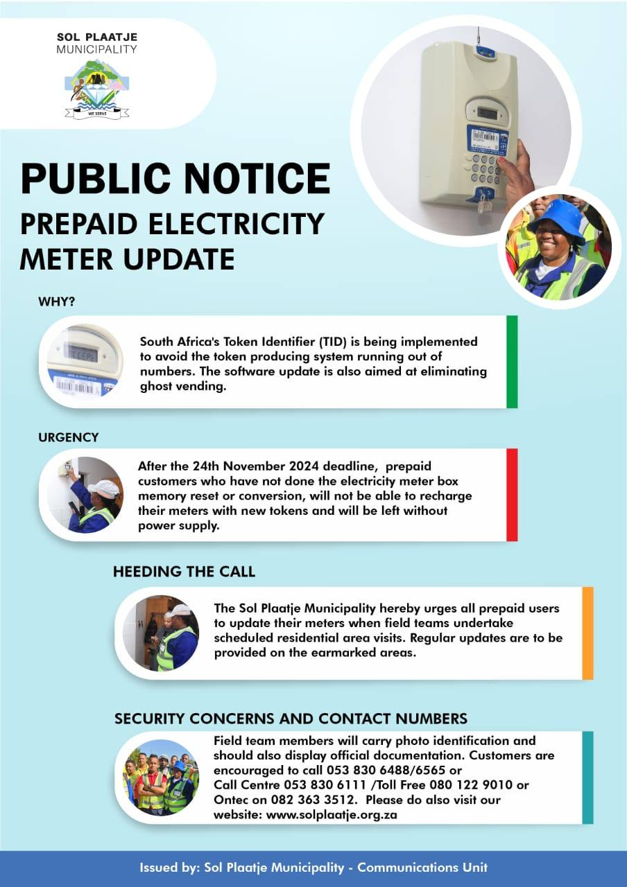 Prepaid electricity meters updates sol plaatje municipality
